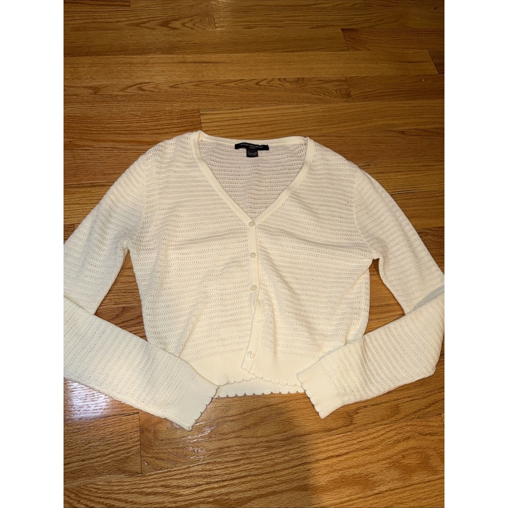 French Connection Nesta Open Knit Cardigan White S MSRP $78